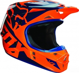 Детский мотошлем FOX YTH V1 RACE HLMT, ECE [ORG/BLU] ― MOTOCROSS-PARTS.COM.UA