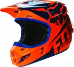 Детский мотошлем FOX YTH V1 RACE HLMT, ECE [ORG/BLU] ― MOTOCROSS-PARTS.COM.UA