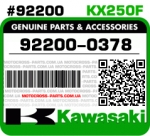 92200-0378 KAWASAKI KX250F